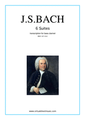 Cover icon of Suites sheet music for bass clarinet solo by Johann Sebastian Bach, classical score, intermediate skill level