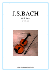 Cover icon of Suites sheet music for viola solo by Johann Sebastian Bach, classical score, advanced skill level