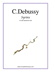 Cover icon of Syrinx sheet music for alto saxophone solo by Claude Debussy, classical score, intermediate skill level
