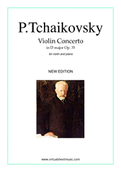 Cover icon of Concerto in D major Op.35 (New Edition) sheet music for violin and piano by Pyotr Ilyich Tchaikovsky, classical score, advanced skill level