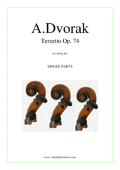 Cover icon of Terzetto Op. 74 (parts) sheet music for string trio by Antonin Dvorak, classical score, intermediate/advanced skill level