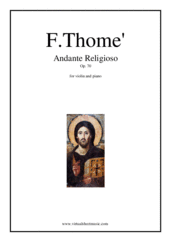 Cover icon of Andante Religioso, Op. 70 sheet music for violin and piano by Francis Thome', classical score, intermediate/advanced skill level