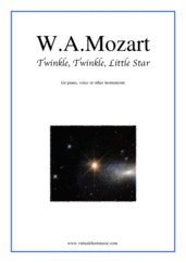 Cover icon of Twinkle, Twinkle, Little Star sheet music for piano, voice or other instruments by Wolfgang Amadeus Mozart, easy skill level