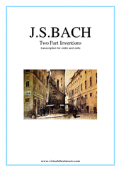Cover icon of Two Part Inventions sheet music for violin and cello by Johann Sebastian Bach, classical score, intermediate duet
