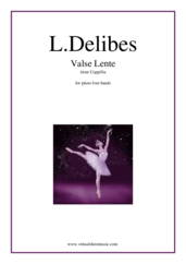 Cover icon of Valse Lente sheet music for piano four hands by Leo Delibes, classical wedding score, intermediate skill level