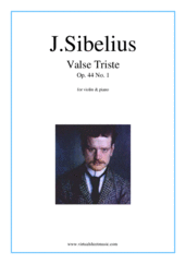 Cover icon of Valse Triste Op.44 No.1 sheet music for violin and piano by Jean Sibelius, classical score, intermediate skill level
