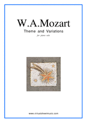 Cover icon of Theme and Variations K265 sheet music for piano solo by Wolfgang Amadeus Mozart, classical score, easy skill level