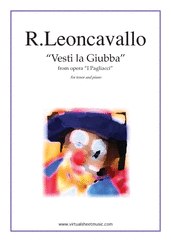 Cover icon of Vesti la Giubba from the opera I Pagliacci sheet music for tenor and piano by Ruggero Leoncavallo, classical score, intermediate skill level