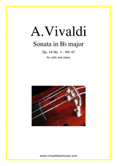 Cover icon of Sonata in Bb major Op.14 No.1 sheet music for cello and piano by Antonio Vivaldi, classical score, intermediate skill level
