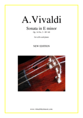 Cover icon of Sonata in E minor Op.14 No.5 (NEW EDITION) sheet music for cello and piano by Antonio Vivaldi, classical score, intermediate skill level