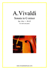Cover icon of Sonata in G minor Op.2 No.1 sheet music for violin and piano by Antonio Vivaldi, classical score, easy/intermediate skill level