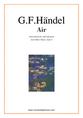 Cover icon of Air from Water Music sheet music for cello and piano by George Frideric Handel, classical wedding score, easy skill level